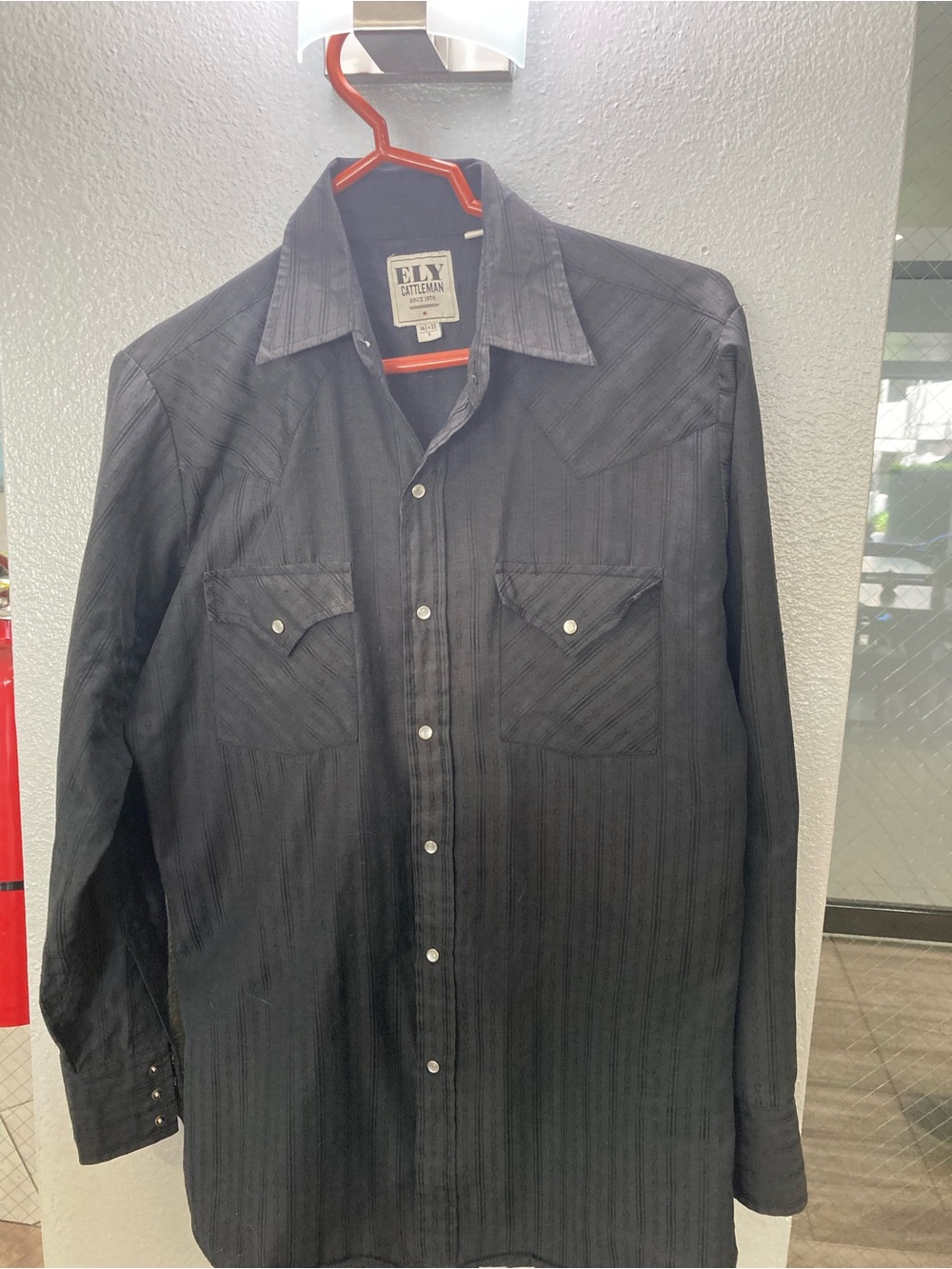 Ely Cattleman Black Western Pearl Snap Shirt
